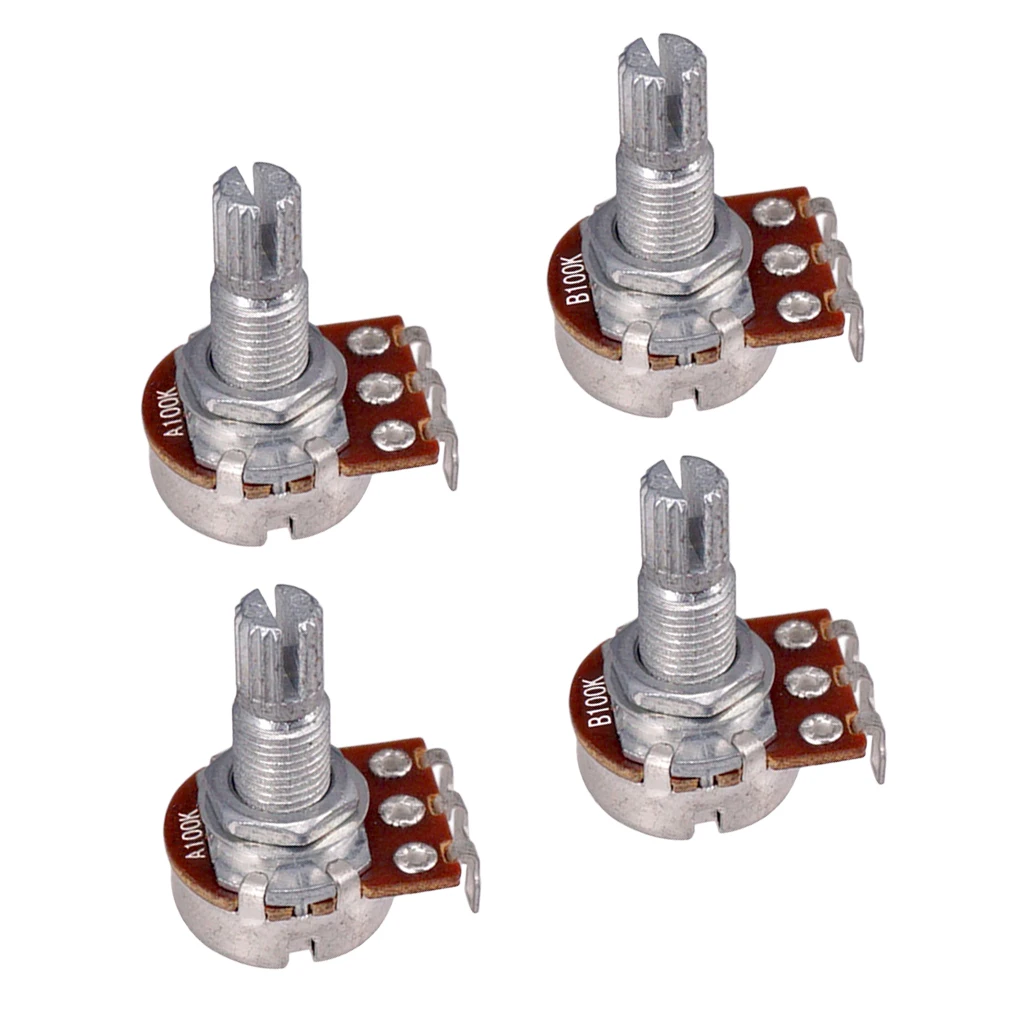 Guitar Potentiometer Long Split 18mm Shaft 100K Guitar Potentiometer Pot 4pcs Split Guitar Volume & Tone Pot Control Audio Taper Potentiometer