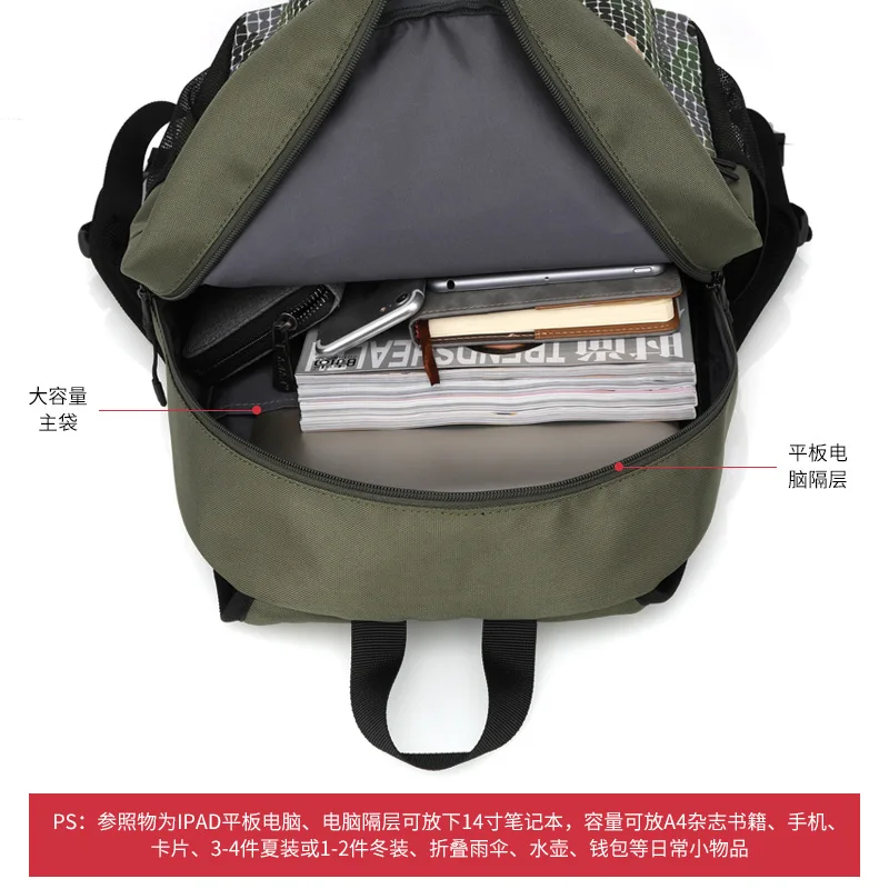 

Cool Trend Star Camouflage Men Backpack Versitile Fashion Backpack Women's Middle School Students University Style School Bag