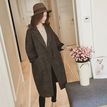

Wool Blend Coat Women Autumn Winter Outwear Jacket Casual Female Overcoat Woolen Coat