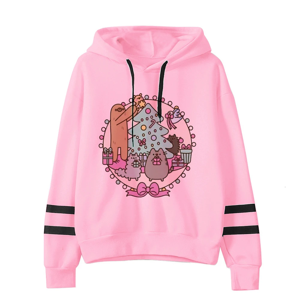 cat hoodie women fashion cartoon korean harajuku pink female style kawaii 90s clothes hood Sweatshirt Oversized cat clothes - Цвет: 808
