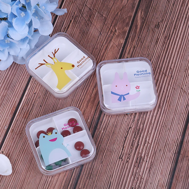 Portable 4 Grids Mini Pill Case Medicine Box Travel Tablet Holder Container Medical Drugs Empty Container Home Holder Cases