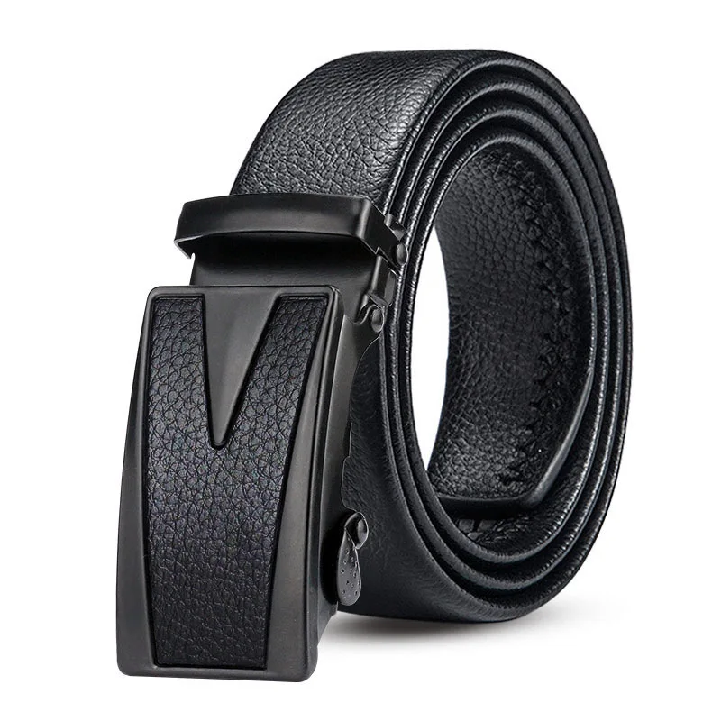 

Men's Automatic Buckle Belt Simple Fashion High-grade Leather Black Belt Scratch-Resistant Middle-aged Trend Belt