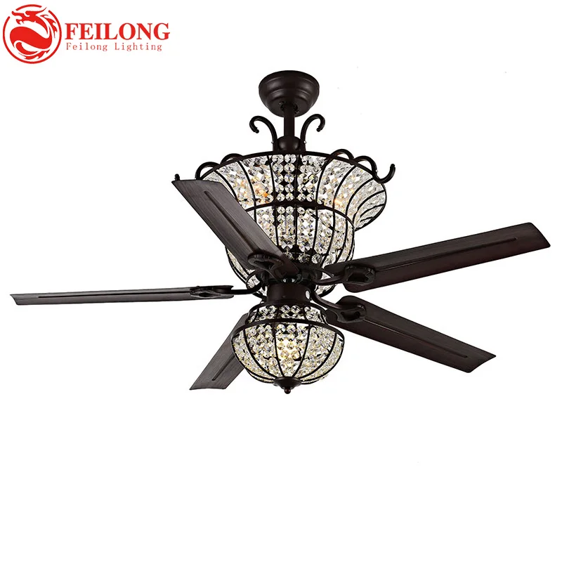 Us 167 16 27 Off Crystal Ceiling Fan Light European Living Room Silent Fan Light American Restaurant Led Ceiling Fans With Lights In Ceiling Fans