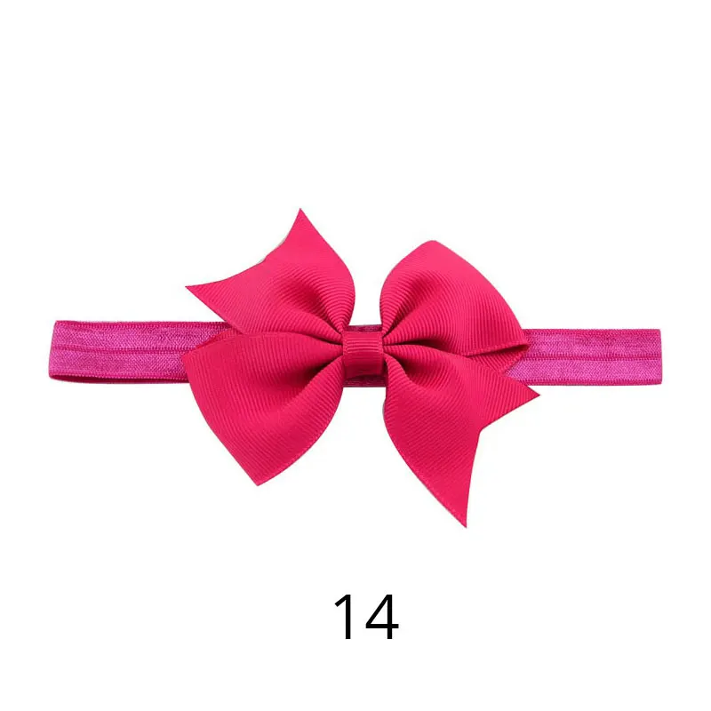 Riclia 20pcs/lot Bow Child Headbands Solid Cute Child Hair Accessories Princess Girls Headwear 20 Colors Cute Ribbon Hair Band - Color: 14