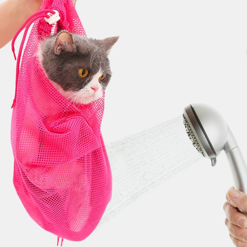 Cats Adjustable Washing Bags Cat Grooming Bath Mesh Bag For Pet Bathing Nail Trimming Injecting Anti Scratch Bite Restraint