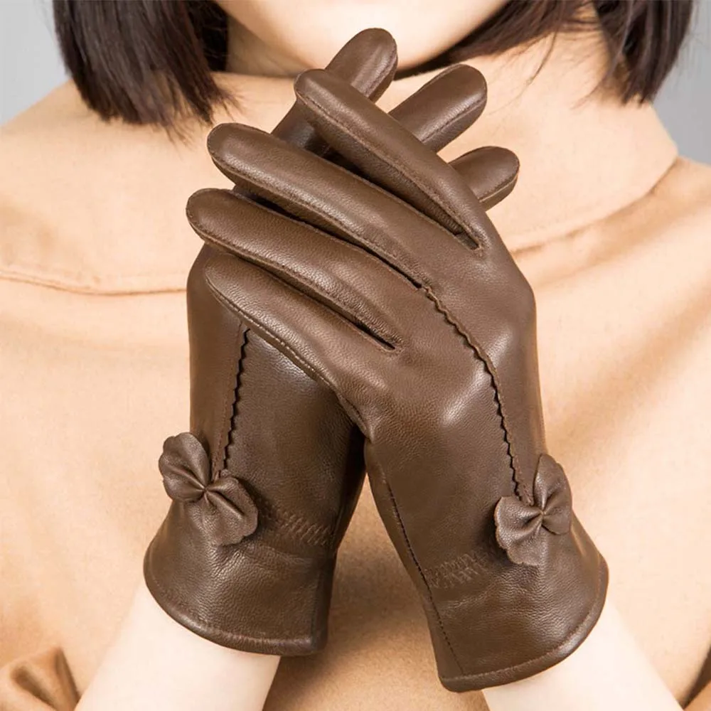 Женские бархатные перчатки зимние уличные теплые мягкие перчатки из овечьей кожи мягкий пух