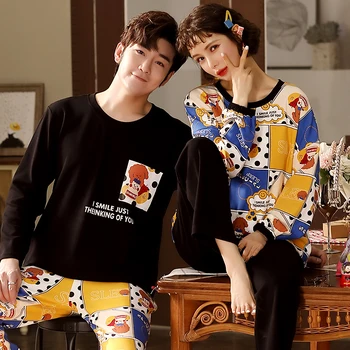 

Lovers Pyjamas Full Sleeve Cotton Pajama Sets Cartoon Couple Pajamas For Women Cute Sleepwear Sets Winter Pijama Mujer