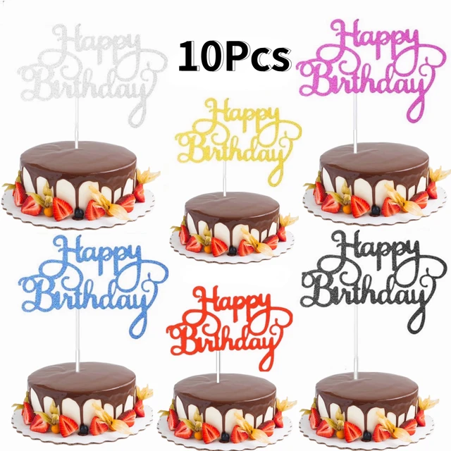 10pcs Torta Di Compleanno Topper Decorazioni Della Torta di Buon Compleanno  Cake Topper Acrilico Oro Bandiera Cake Cupcake Topper Torta Di Compleanno  Decor - AliExpress