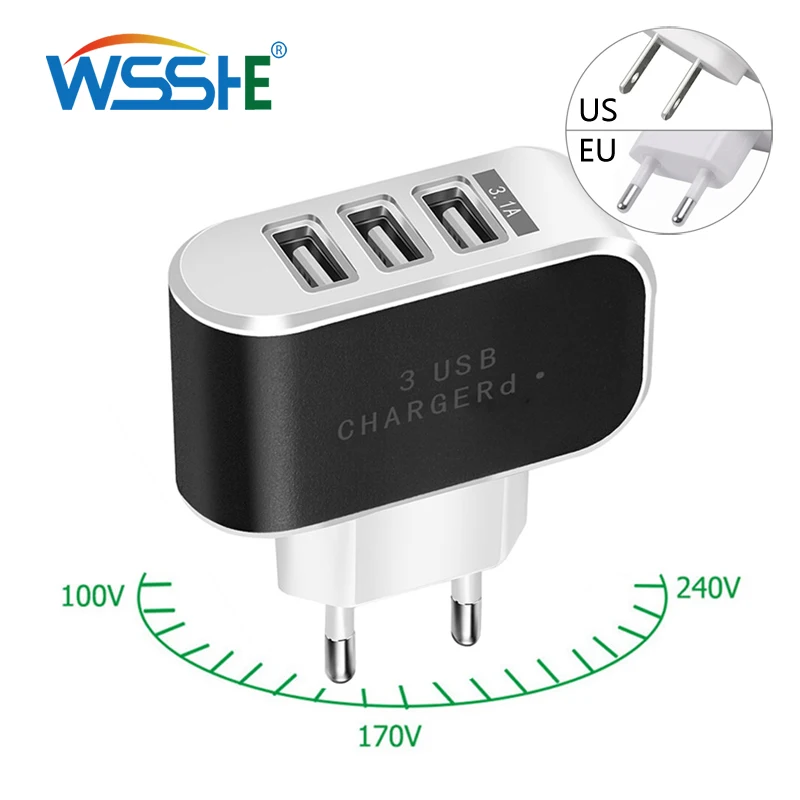 5V 2A US/EU plug Mobile Phone Charger Universal Quick Charge 3 ports USB Fast Charging Travel portable Wall | Мобильные телефоны и