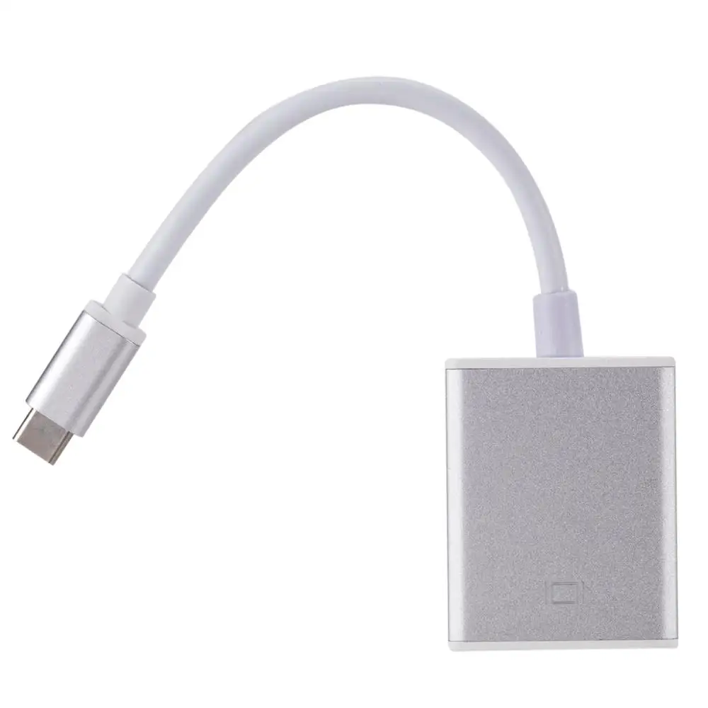 Серебристый Grwibeou type C-Female VGA Кабель-адаптер USB 3,1-VGA адаптер для нового Macbook Surface Pro Лидер продаж USB C-VGA конвертер - Цвет: Серебристый