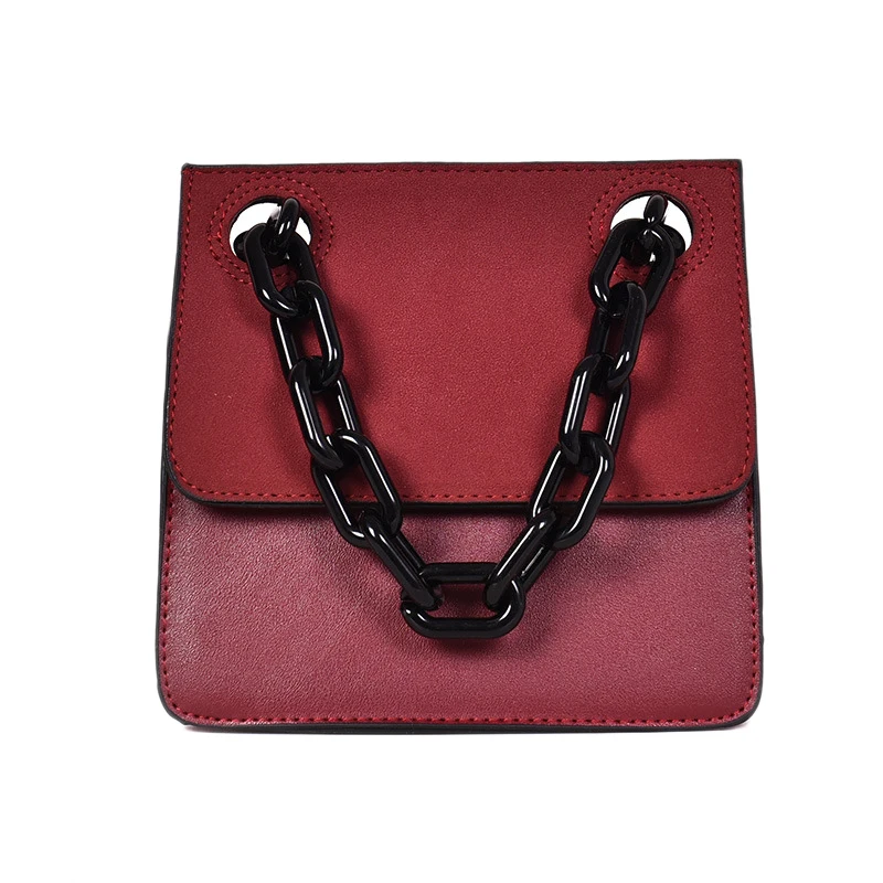 

ABZC-Casual Acrylic Chains Lattice Shoulder Bag Women Handbags Crossbody Bags Lady Brands Small Pu Leather Flap Bolsa Messenger