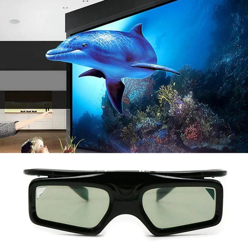 1 Pcs GL900 3D Glasses Practical Active Shutter Reusable Black PC Movie Spectacles Accessory for DLP LINK 3D Projectors/TVs