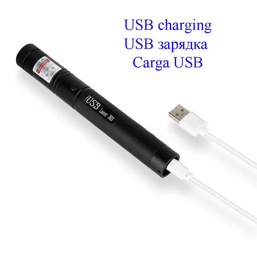 Высокая мощность перезаряжаемая зеленая USB лазерная указка красная лазерная 303 портативная лазерная ручка для охоты металлическая USB Lazer 303