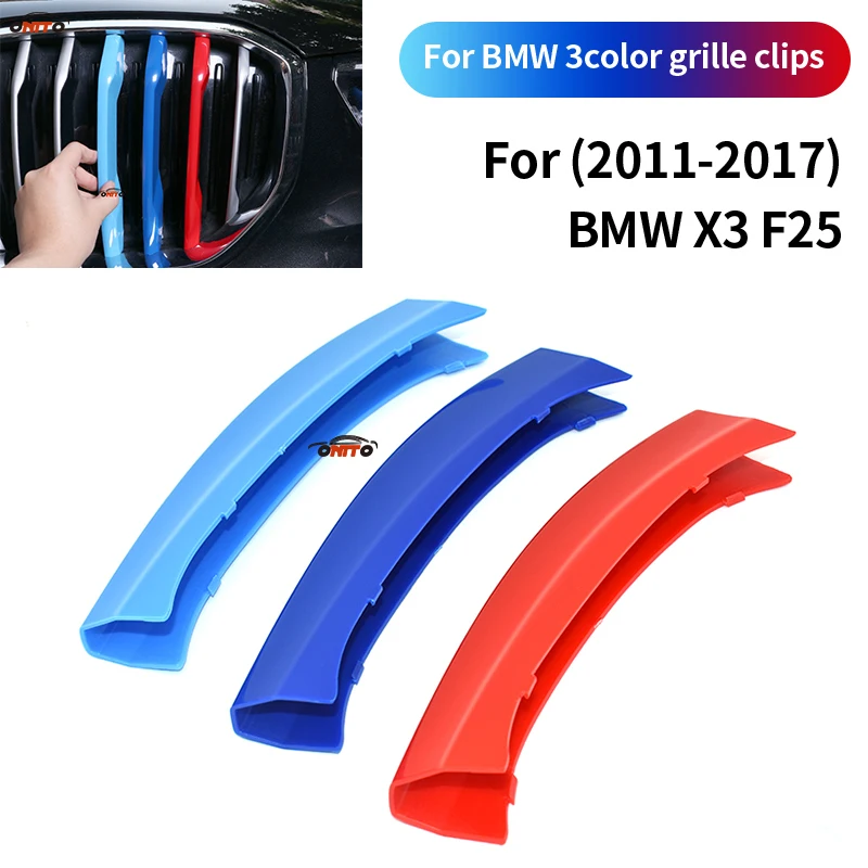 

For BMW X3 F25 2011-2017 ABS 3-Color Grille Clips Set Racing Grille Kidney Grille Grill Cover Stripe Clip Auto Accessory