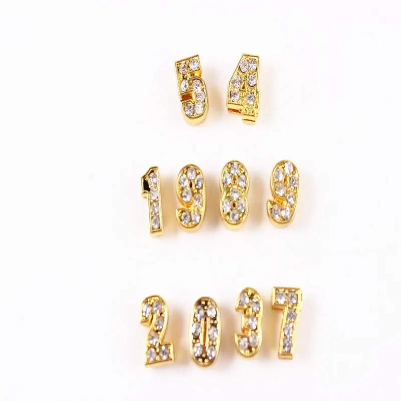 

Whoelsale Full Rhinestone Arabic Numerals Slide Figure Number Digit 8MM Charms 0-9 Fit DIY Wristband Bracelet Keychain Necklace