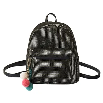

Female Small Plaid Casual Outdoor Backpack Simple Fashion Pendant Student Bag Sac A Dos Femme Bags