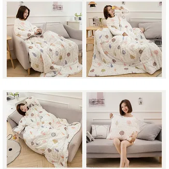 

Multifunction Winter Lazy Quilt With Sleeves Warm Thickened Washed Pillow Blanket Comforter Printed Keep Warm Duvet Filling