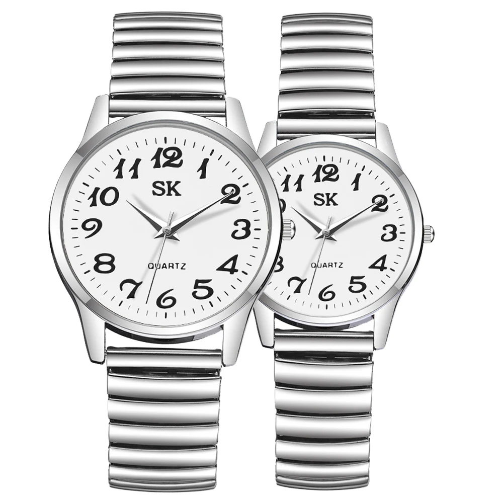 Reloj de pulsera cuarzo para hombre y mujer, banda elástica Flexible, regalo|Relojes de - AliExpress