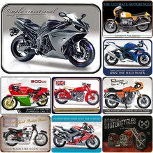 Мотоцикл Винтажные металлические знаки жестяная пластина рисунок на железной поверхности в стиле ретро украшение стены для винтажная вывеска Бар Кафе гараж дома тренажерный зал АЗС магазин