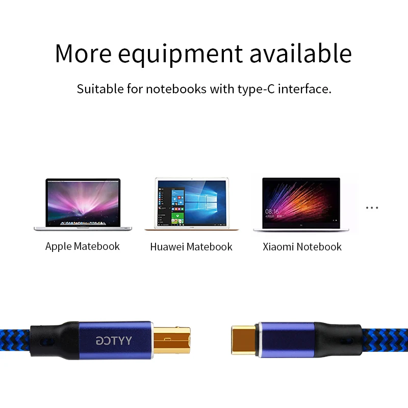 YYTCG Hifi USB Cable Type C to Type B 6N OCC Hifi Data Cable Universal Data Line USB Audio Cable