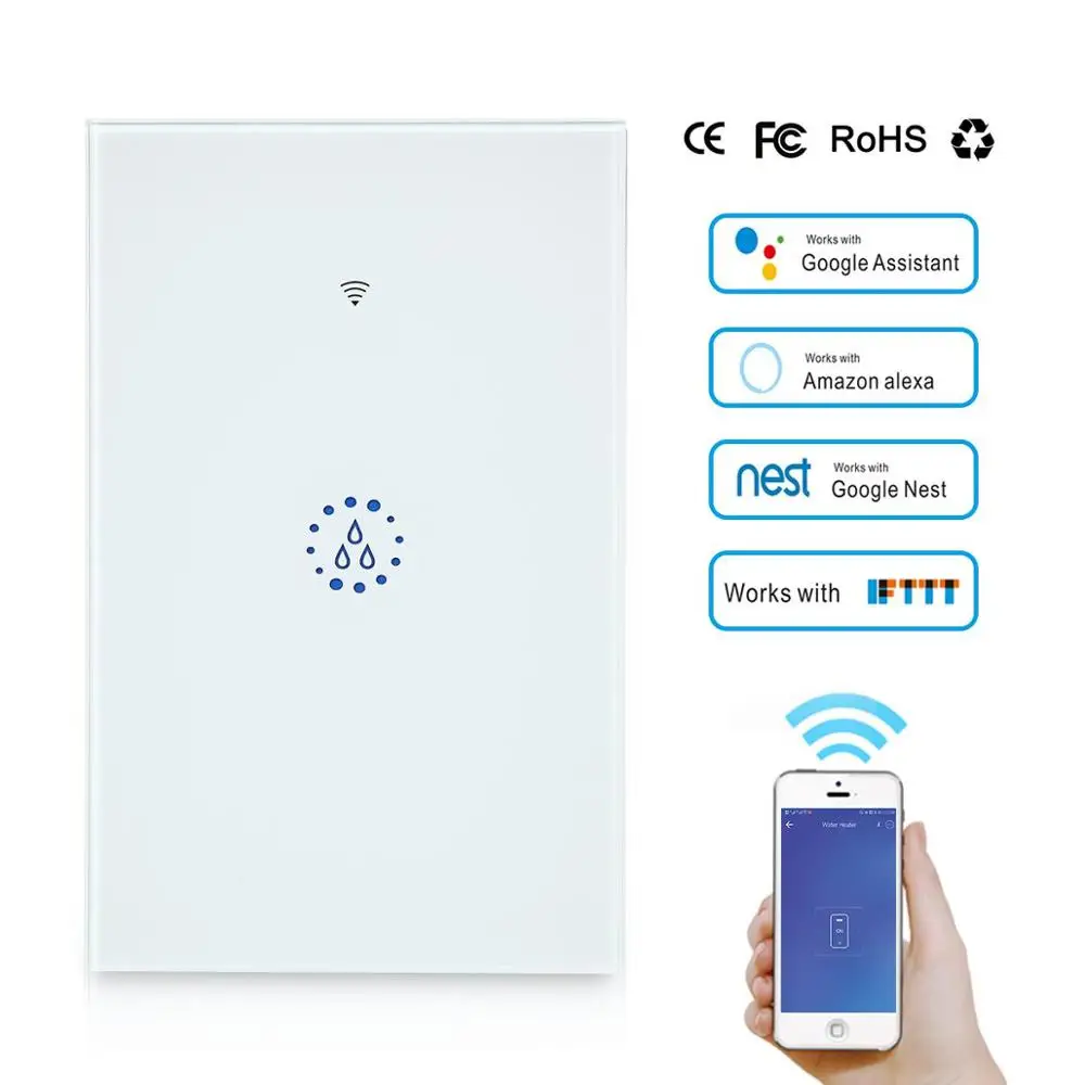 

US Standard Wifi Water Heater Air Condition High Power WIFI Smart Switch Voice Remote Control Touch Panel Timer Work with Alexa