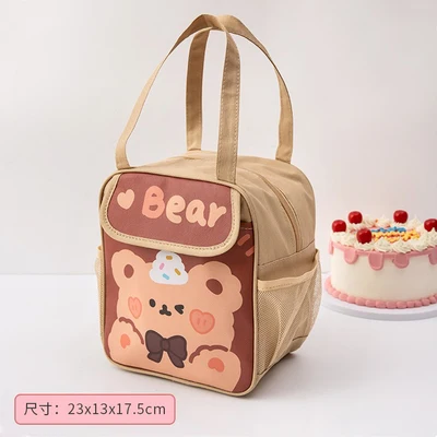 Kawaii Lunch Bag Women Cute Bear Picnic Travel Thermal Breakfast Box Girls School Child Convenient Lunch Box Tote Food Bags 118 brown