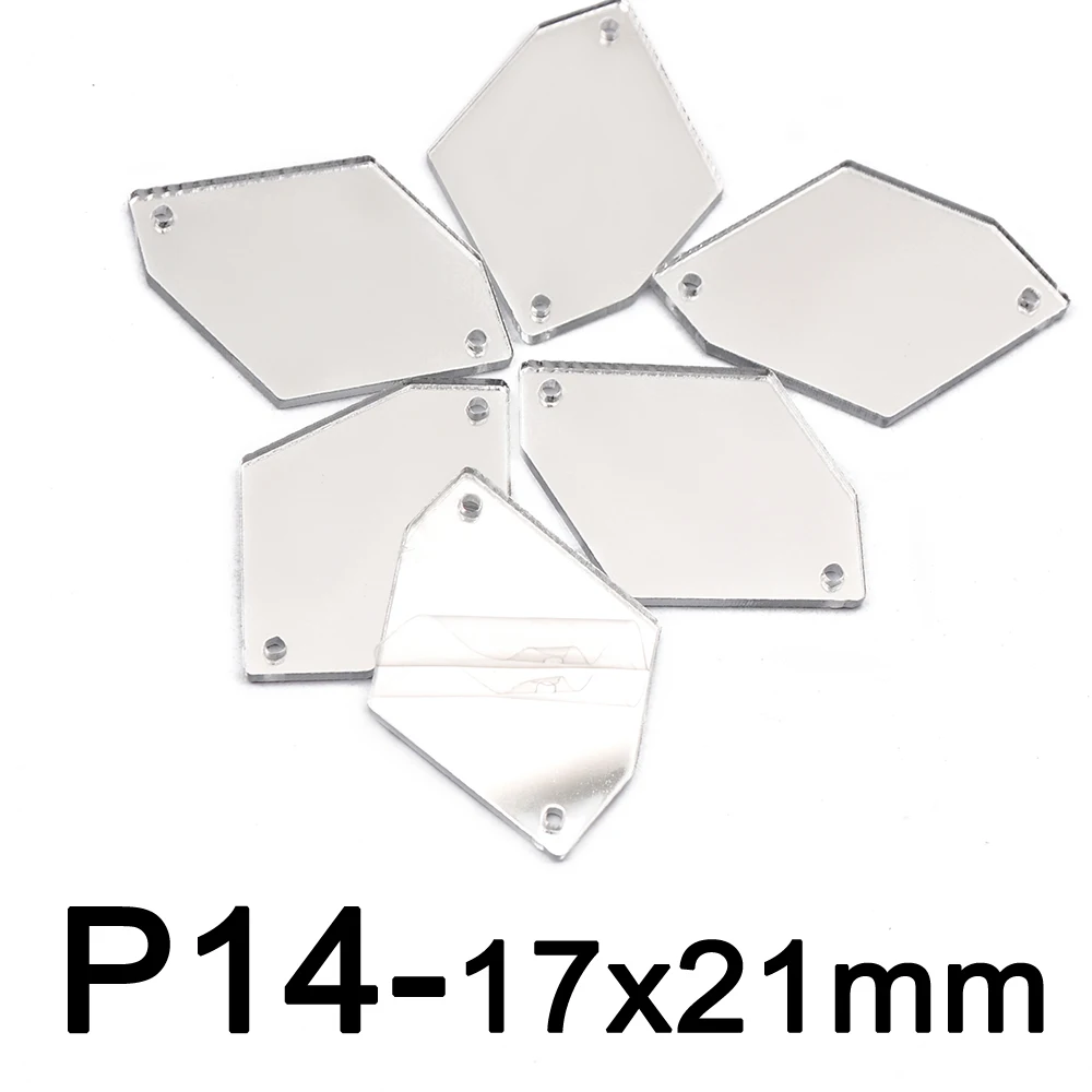 P14-17x21mm 30pcs Новые прозрачные стразы 30 шт. акриловые зеркальные пришивные стразы неровные акриловые плоские задние зеркальные с отверстиями для платья - Цвет: P14-17x21mm 30pcs