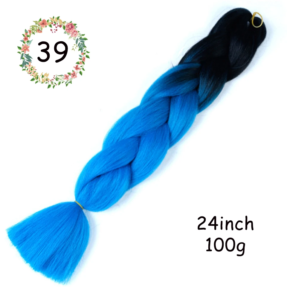 2" Ombre Jumbo косички вязанные крючком косички Прически для наращивания волос фиолетовый розовый черный синтетические волосы косички для женщин Косплей Вечерние - Цвет: 39