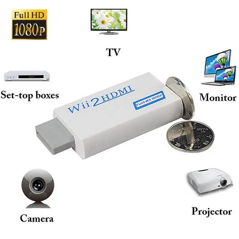  720P 1080P Full Hd Hdtv Wii a Hdmi Adattatore Convertitore di Full Hd 1080P Video Audio da 3.5 Mm u