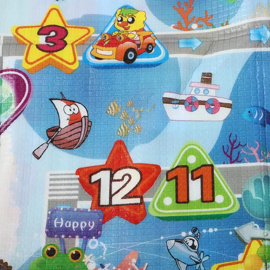 Детский игровой коврик 180x150 см, игровой коврик для ползания, двусторонний Коврик для лазания, фруктовые буквы и веселая ферма, детские игрушки, Детский ковер, детская игра