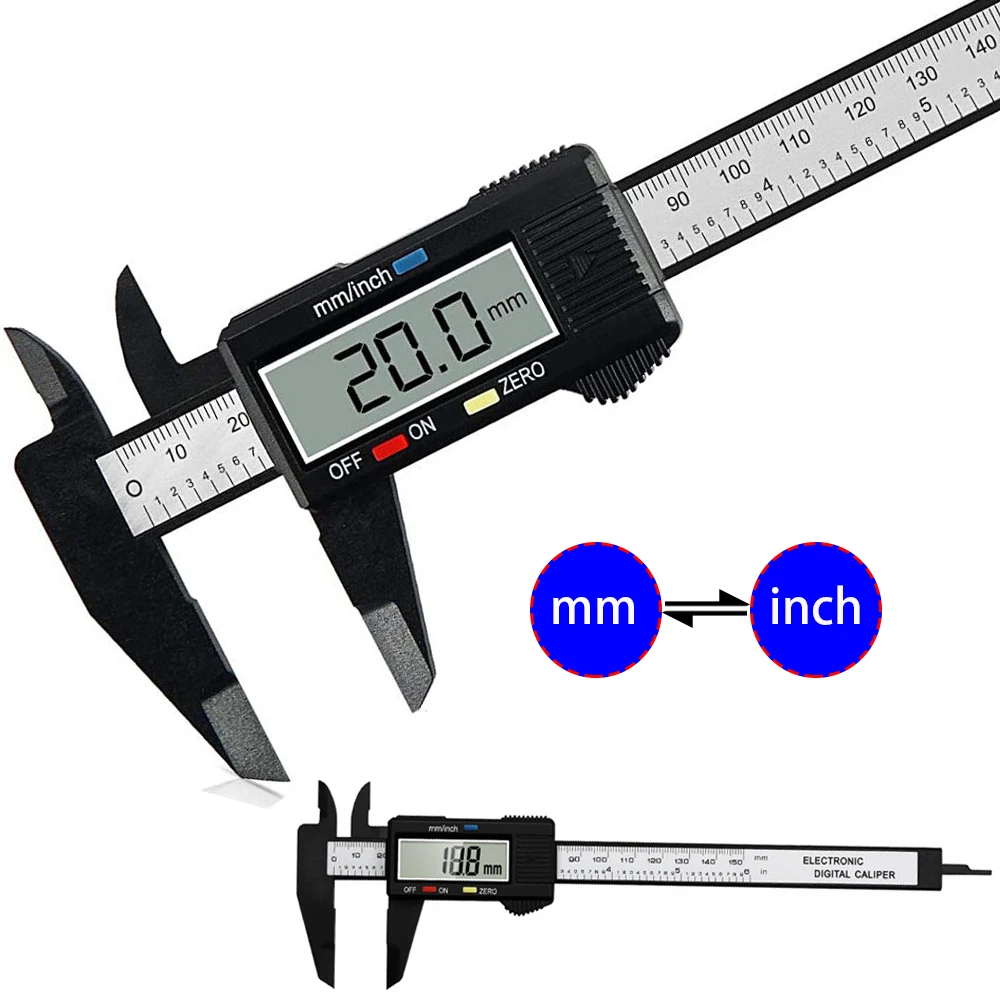150mm 6'' Digital Caliper Vernier Slide Gauge LCD Measurement Micrometer Ruler 