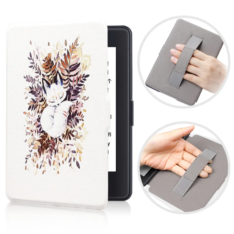 Чехол для всех новых Kindle 10th Gen, тонкий защитный смарт-чехол с принтом из искусственной кожи, чехол с ремешком на руку для Kindle - Цвет: CongLinShuiHu