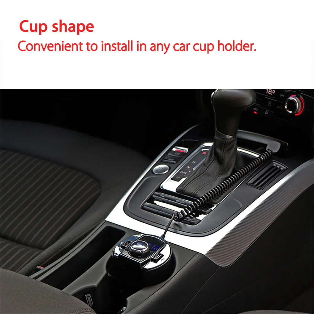 Автомобильный Bluetooth fm-передатчик, музыкальный плеер, подстаканник, Hands Free, поддержка звонков, U диск, TF карта, двойное USB зарядное устройство, музыкальный плеер 5