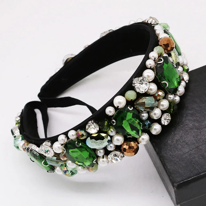 Retro Luxury Bride Headband Pearl Beaded Baroque Hairband Tiara Bridal Crown Headwear Women Hair Jewelry Accessiory Headpiece