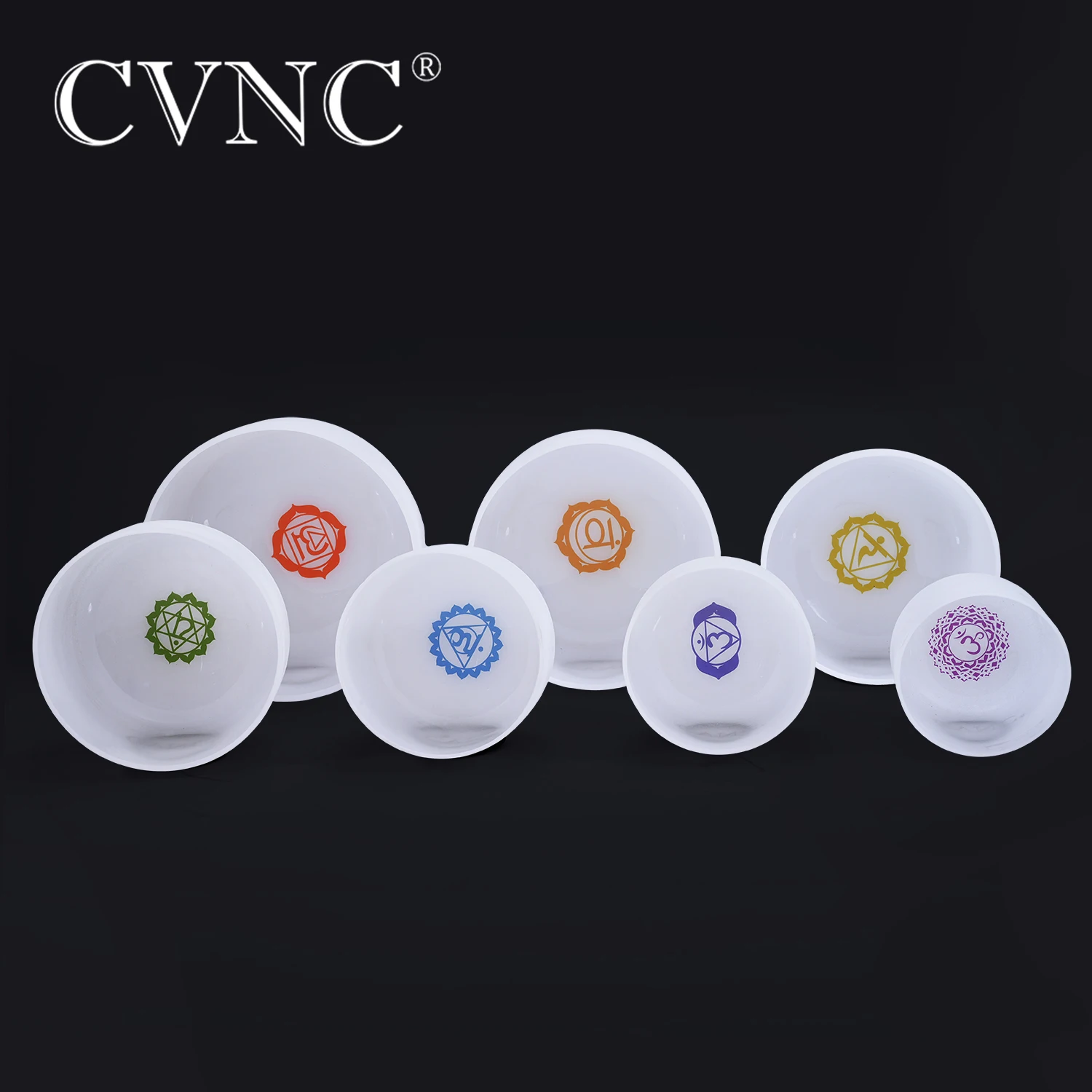 CVNC 1 шт. 8 дюймов C D E F G A B любой Note Матовый Кварцевый Поющий чаша с чакра дизайн |