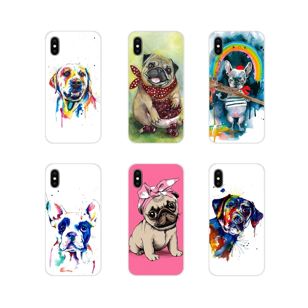 Милый чехол для сотового телефона с щенком Мопсом кроликом котом кожаный HTC One U11