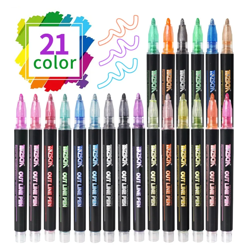 Metallic Outline Fearterr Outline Markers Two Hands Glitter