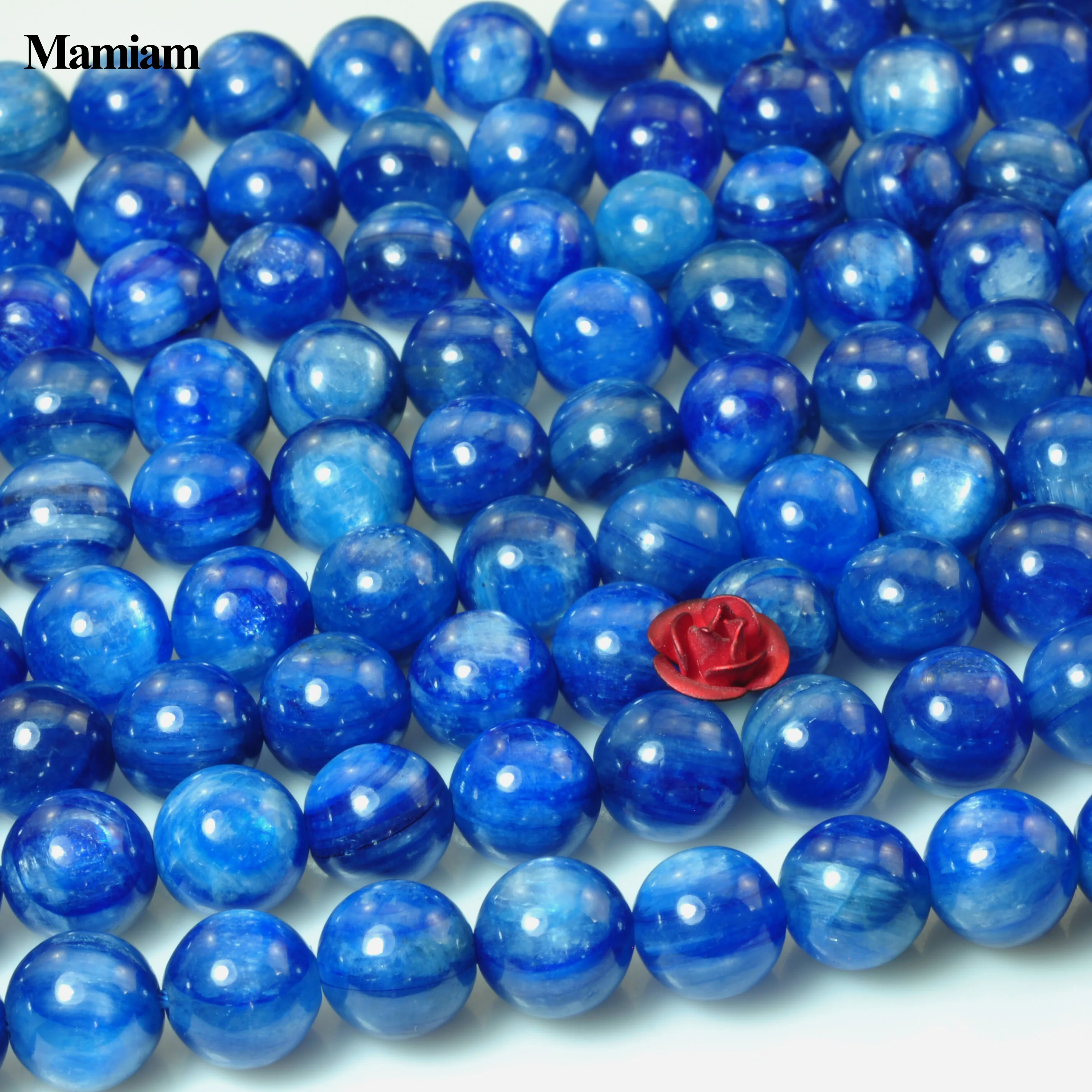 

Mamiam A+ Blue Kyanite Charms Beads 8-8.5mm (10pcs/Set) Smooth Round Stone Diy Bracelet Necklace Jewelry Making Gift Design