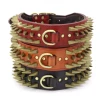 2'' Width Leather Dog Collar Durable For Big Dogs Sharp Spikes Studded Medium Large Dogs Pet Collars For Pitbull German Shepherd 2