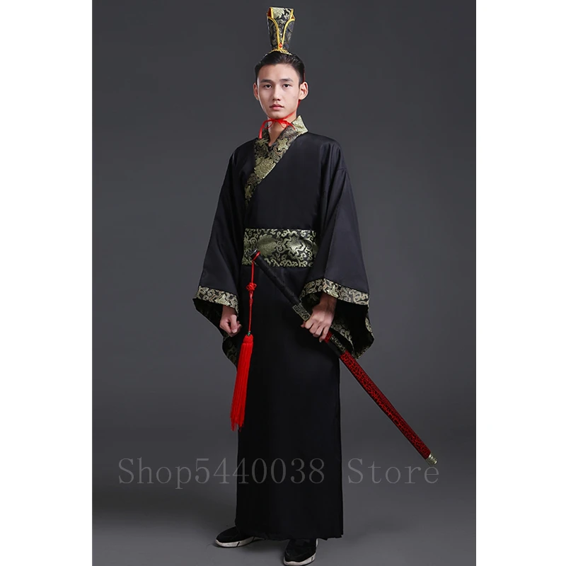 mens dance attire Chinese Traditional Man Hanfu Dress New Year Oriental Ancient Performance Stage Folk Dance Costumes Han Dynasty Cosplay Robes male ballet dancewear Stage & Dance Wear