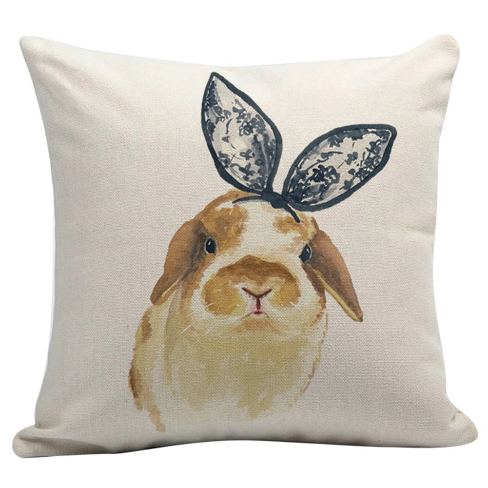 45x45cm Digital Printed Sofa Square Bedroom Festival Home Decor Throw Soft Office Cushion Cover Zipper Pillow Case Easter Bunny