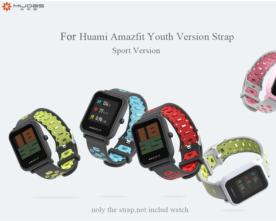 20 мм спортивный силиконовый ремешок на запястье PC чехол для Xiaomi Huami Amazfit Bip BIT PACE Lite браслет Correa Smartwatch