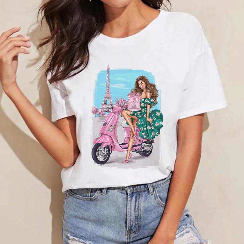 Женская футболка в стиле Харадзюку красивая одежда для девочек байкерском