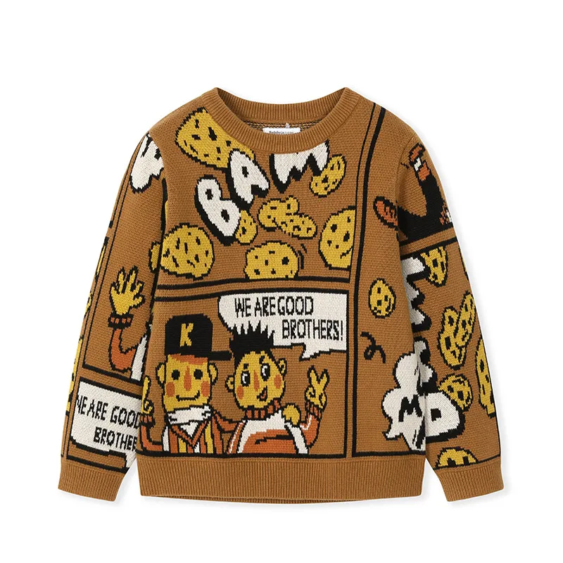 Balabala/Детский свитер осень-зима г., новая детская одежда хлопковая рубашка - Color: Coffee