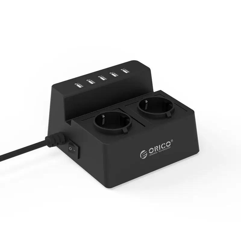 

ORICO Charging Desktop Charger 5 USB 2 AC Port Fast Charging USB Charger Surge Protector Socket for Phones Tablet Desktop