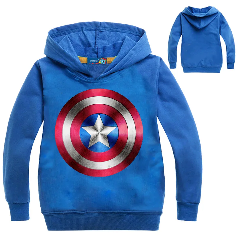 Пальто для мальчиков с принтом «Мстители 4»; Весенний свитер; толстовки с капюшоном для мальчиков с длинными рукавами; детская одежда; одежда для малышей - Цвет: HD009-Blue