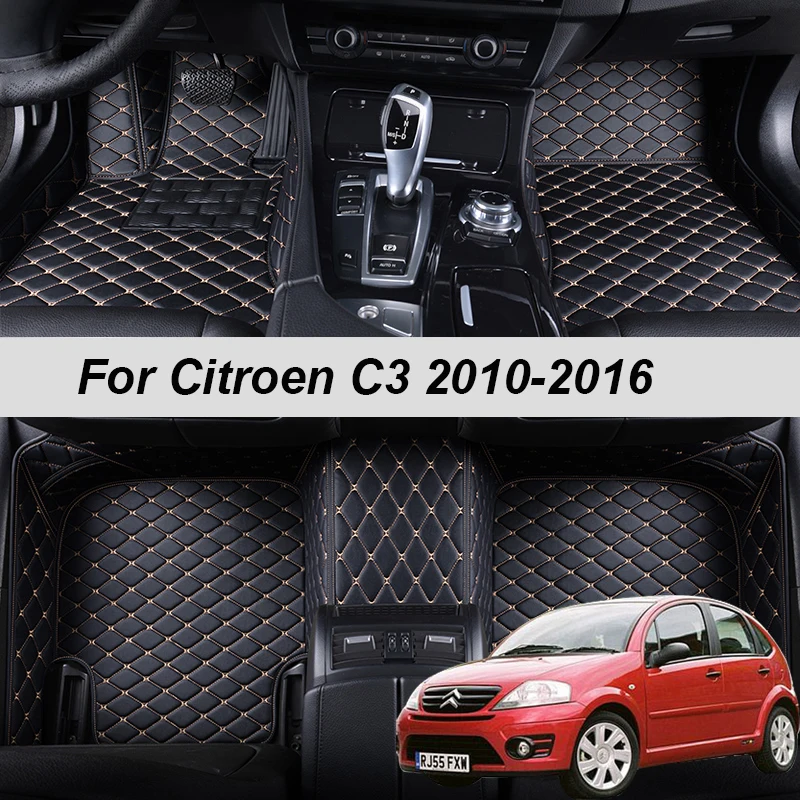 Custom Made Leather Car Floor Mats For Citroen C3 2010 2011 2012 2013