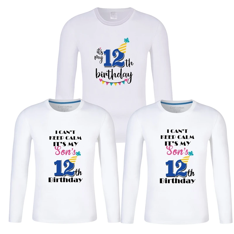 Одинаковые рубашки для всей семьи для мамы, папы и детей детская белая футболка одежда с длинными рукавами для мальчиков на день рождения индивидуальный наряд для первого дня рождения для мальчиков - Цвет: WH-12