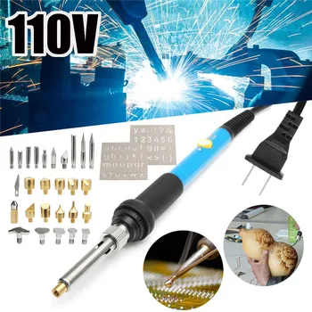 

28Pcs/Set 110V 60W Electric Soldering Iron Tools Set Wood Burning Pyrography Engrave Solder Tool Kit Brass With Tips US Plug