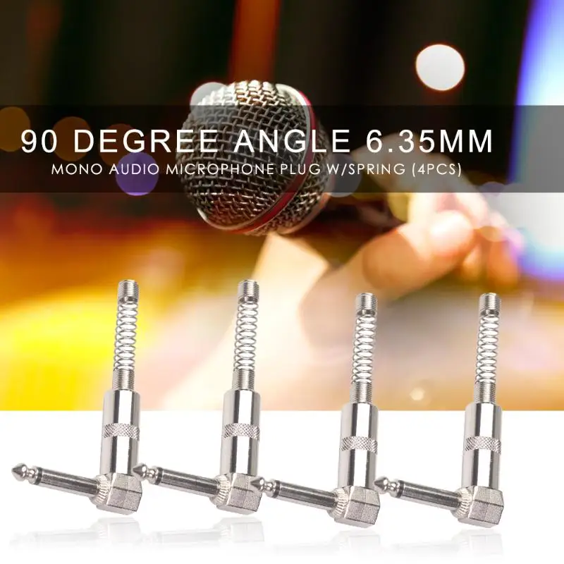 Multi-function Metal Shell Audio Plugs 90 Degree Angle 6.35mm 1/4inch Jack Plug Solder Male Mono Socket Audio Connector